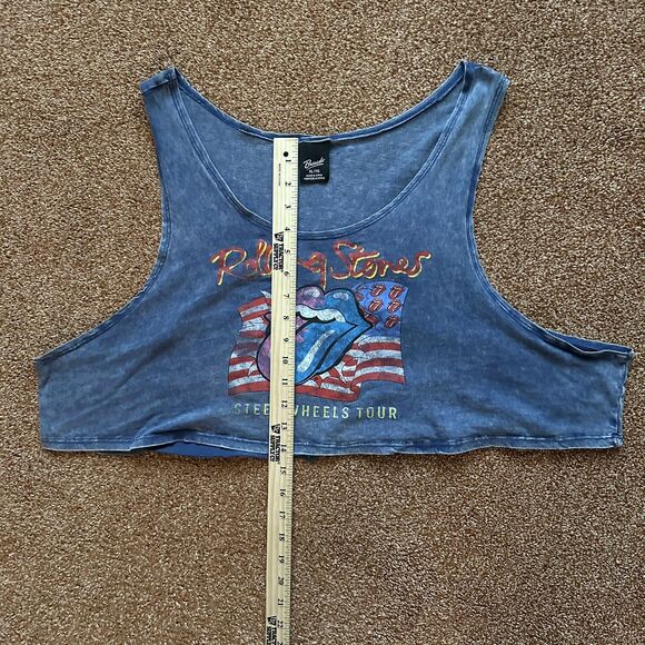 Rolling Stones Steel Wheels Tour Cropped Tank Tee Shirt XL Blue - Picture 6 of 6